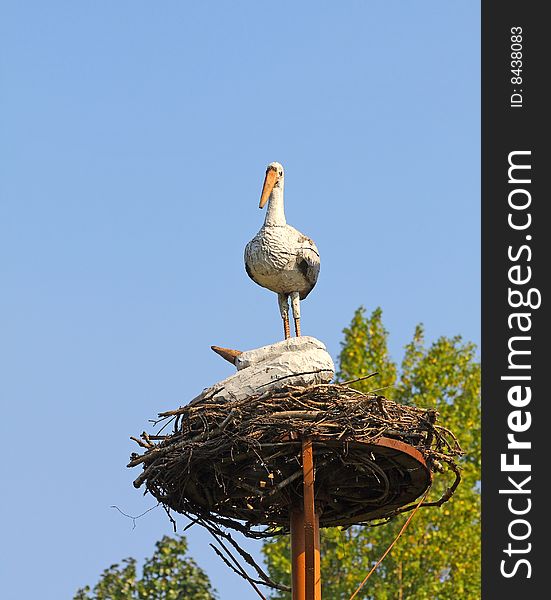 Stork. Statue. Symbol of the birth. Stork. Statue. Symbol of the birth.