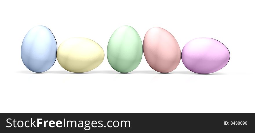 Color eggs on white background