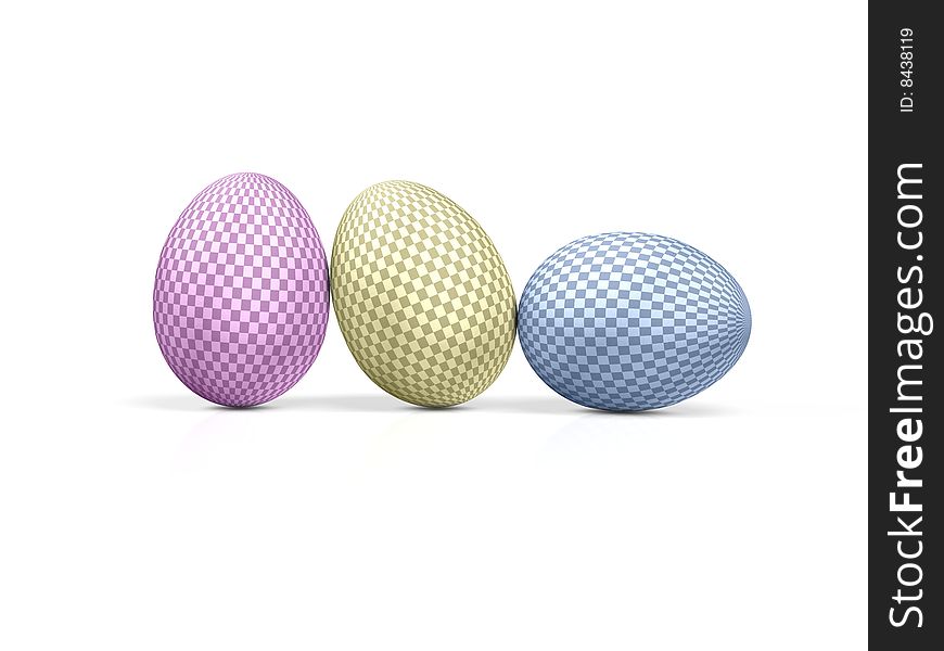 Color eggs on white background