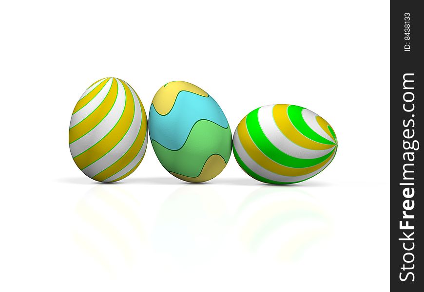 Color eggs on white background