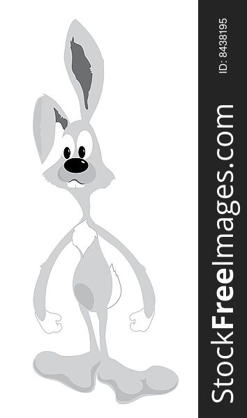 Illustration of grey cartoon rabbit