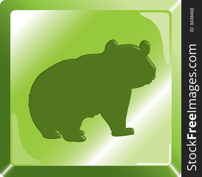 Illustration of green icon with bear silhouette. Illustration of green icon with bear silhouette