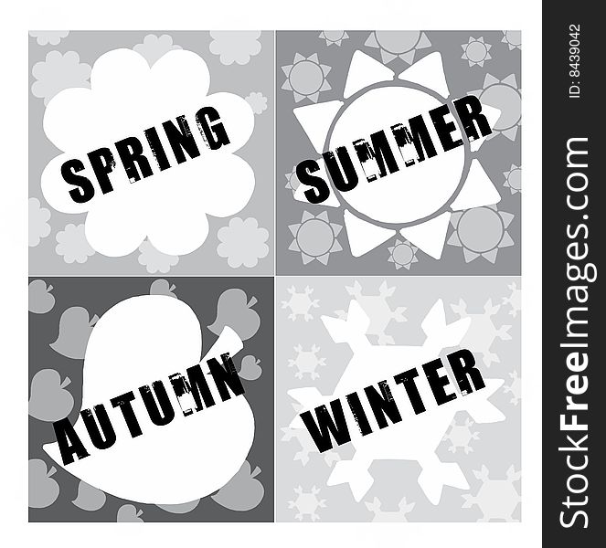 Illustration of Four Seasons Icons. vector image