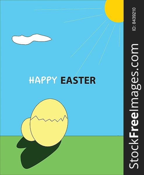 Funny happy easter illustration with eggs
