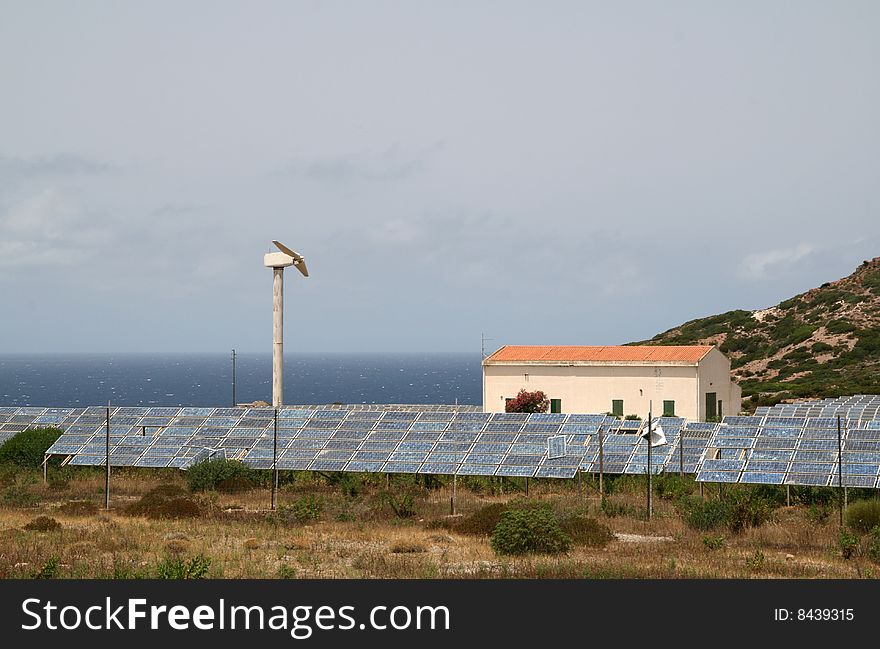 Mediterranean landscape with a wind farm