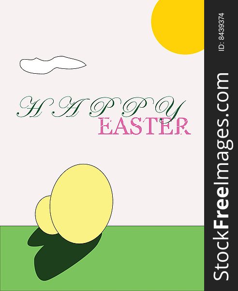 Funny and happy easter illustration with eggs