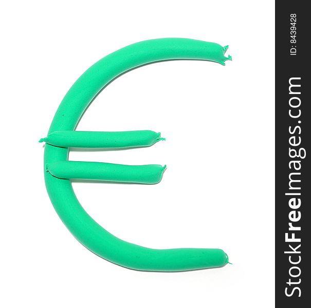 Plasticine euro against white background