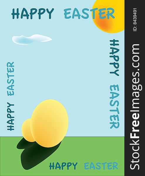 Funny and happy easter postcard illustrated
