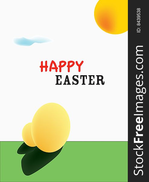 Funny and happy easter postcard illustrated