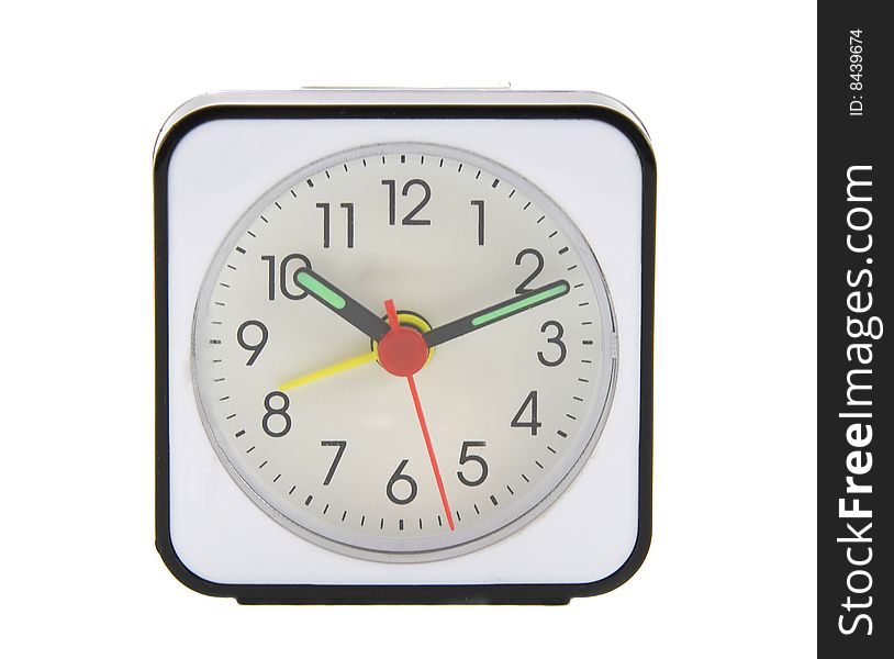 Modern alarm clock isolated over white