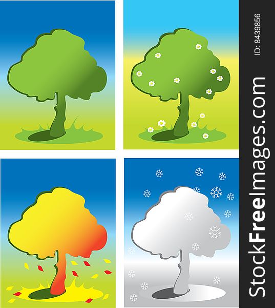 Illustration of different seasons icons