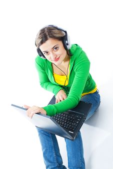 Happy Girl Listening To Music Stock Image Happy Girl Listening To Music Stock Image