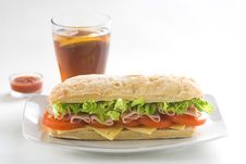 Delicious Sandwich Of Ham Cheese Lettuce Tomato Stock Image