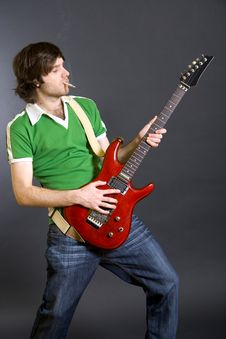 Passionate Guitarist Playing His Electric Guitar Stock Photo Passionate Guitarist Playing His Electric Guitar Stock Photo