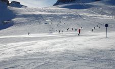 Ski Slope On Stubai Glacier In The Alps Stock Images