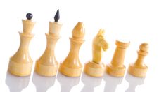 White Chess Pieces With Reflection Royalty Free Stock Image