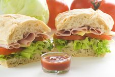 Delicious Sandwich Of Ham Cheese Lettuce Tomato Stock Photo Delicious Sandwich Of Ham Cheese Lettuce Tomato Stock Photo