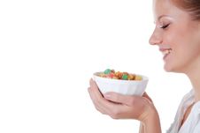 Woman With Food Stock Photo