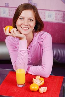 Woman With Glass Of Juice Stock Image Woman With Glass Of Juice Stock Image