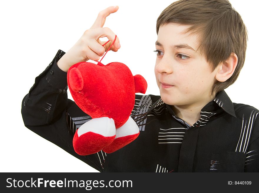Boy with gift on white background. Boy with gift on white background