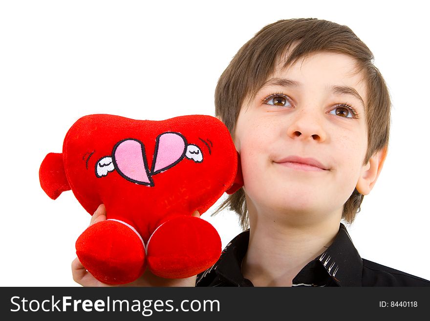 Boy with gift on white background. Boy with gift on white background