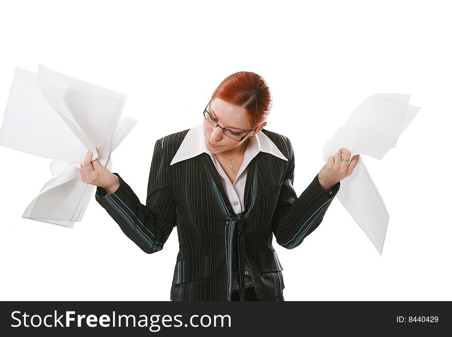 Portrait of the beautiful business woman with documents
