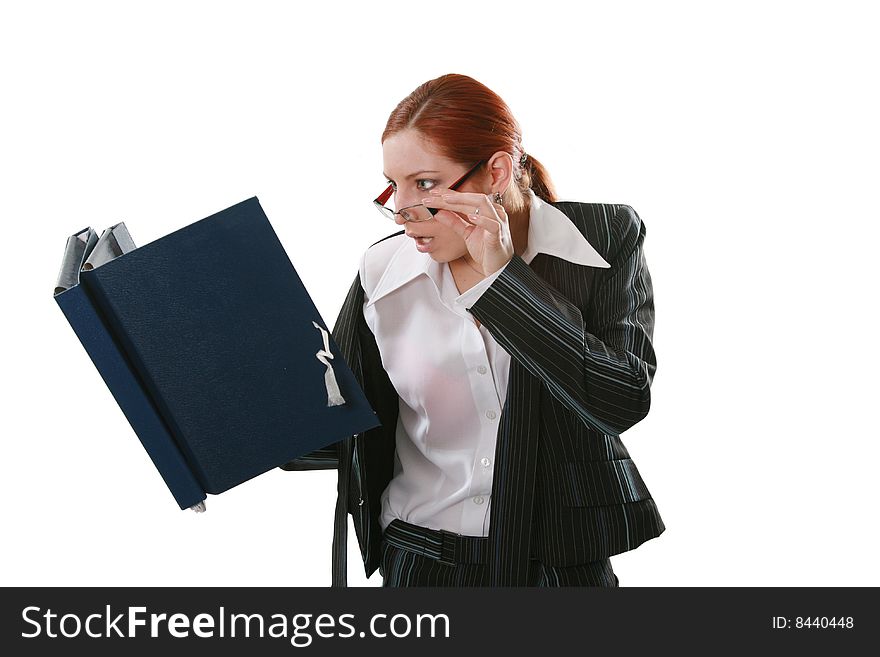 Portrait of the beautiful business woman with documents