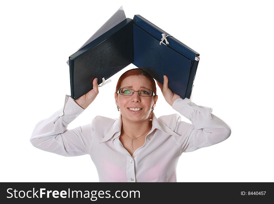 Portrait of the beautiful business woman with documents. Portrait of the beautiful business woman with documents
