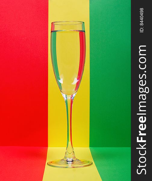 Wineglass in color background