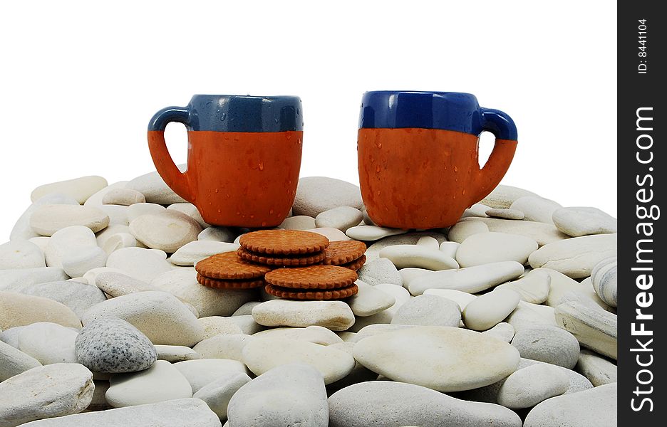 Isolated Picture Mugs On Rocks