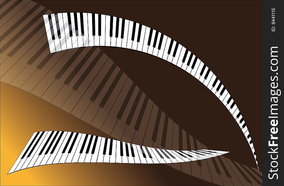Piano on the brown background. Piano on the brown background