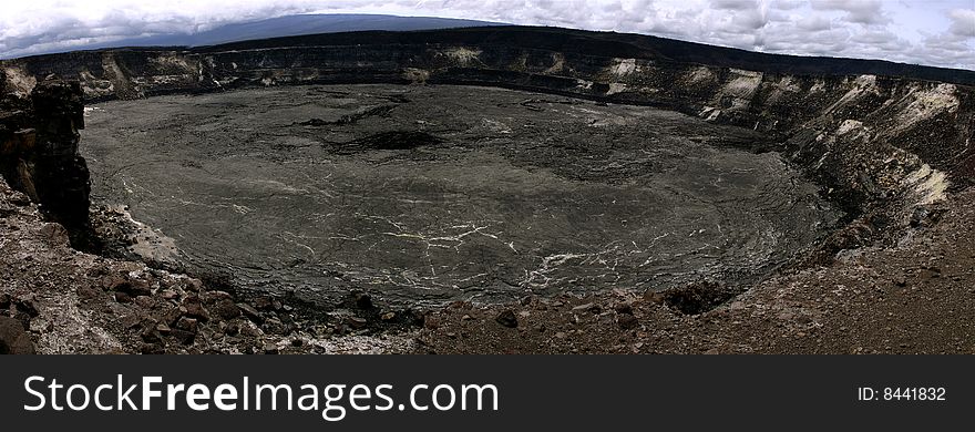 View of the crater in Volcano national park Hawaii