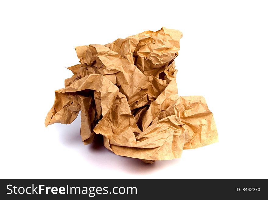 Crumpled paper isolated on white background