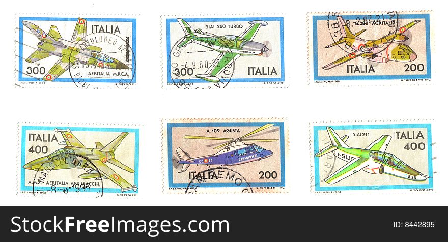 Italian old stamps, air war. Italian old stamps, air war