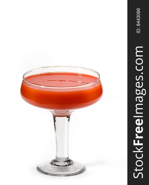 Glass of fresh carrot juice with white background. Glass of fresh carrot juice with white background.
