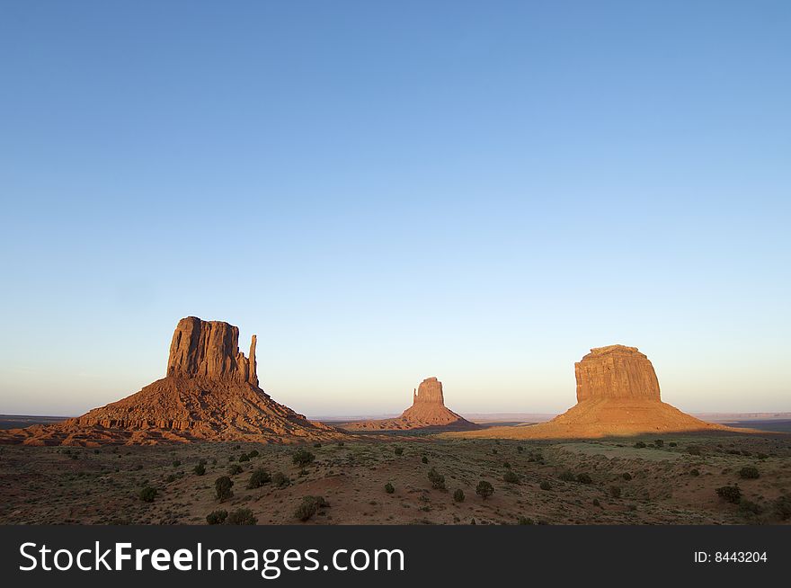 Sandstone towers in Monument Valley (Navajo Tribal