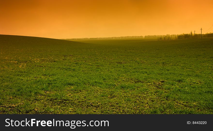 Landscape photo of sunrise on meadow. Landscape photo of sunrise on meadow