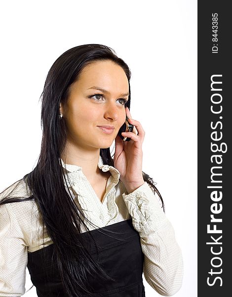 Attractive business woman talking on mobile phone