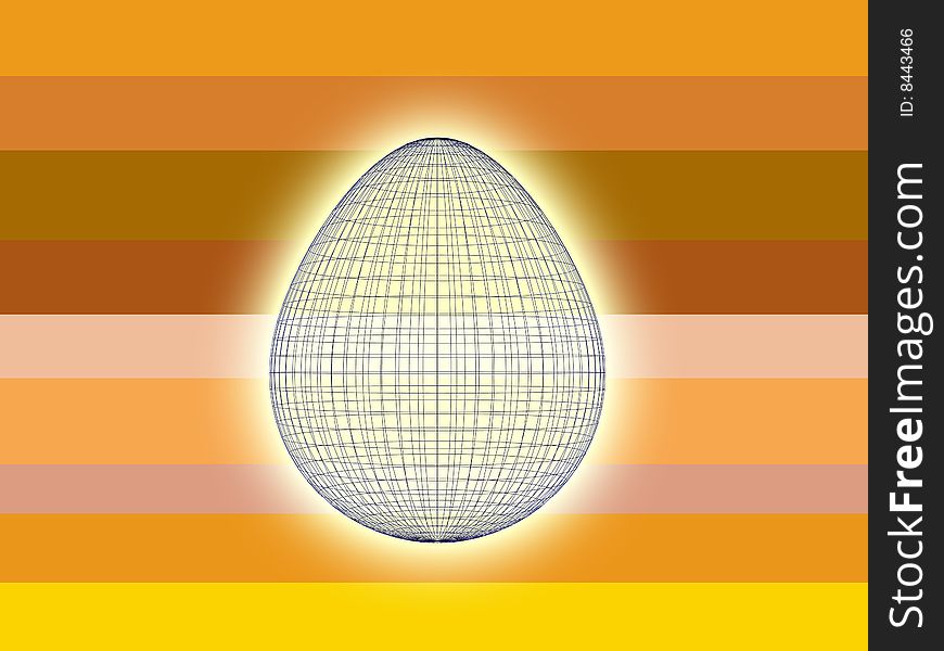 Glowing egg on striped background