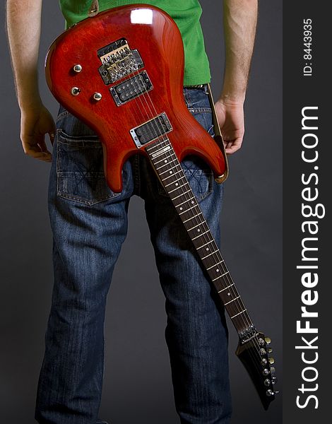 Isolated Guitar On The Back Of A Man