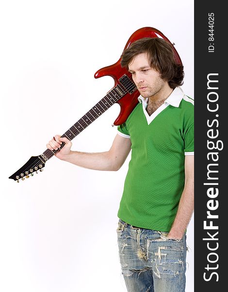 Guitarist With His Guitar On Shoulder