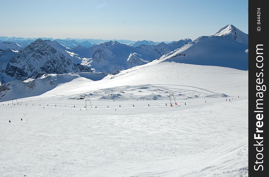 Ski lift in the Austrian Alps, Stubai Resort, Tirol. Ski lift in the Austrian Alps, Stubai Resort, Tirol