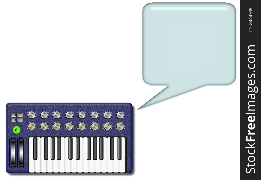 Little keyboard with a balloon for a text or message. Little keyboard with a balloon for a text or message.