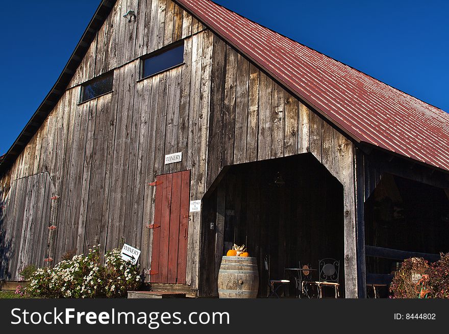 Old Winery Barn with a Red Door