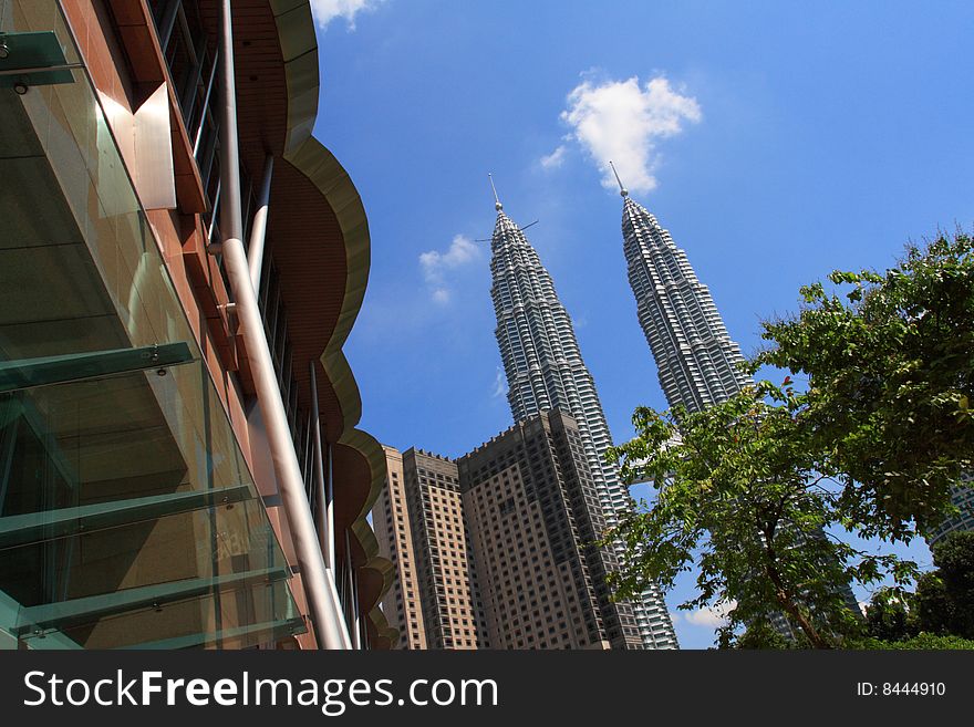Petronas Twin Towers, the world tallest building. A view from KLCC Convention Centre. Petronas Twin Towers, the world tallest building. A view from KLCC Convention Centre.