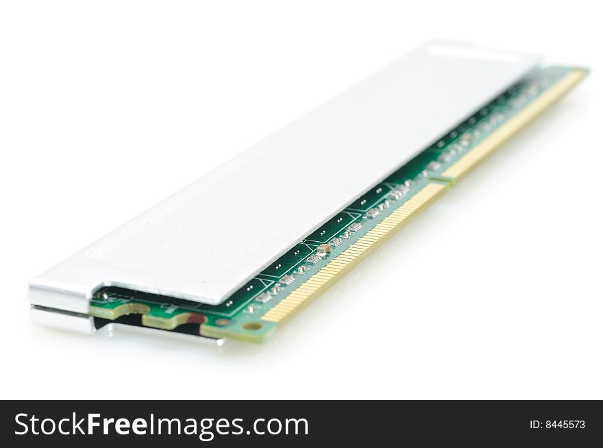 Computer memory module in isolated white background