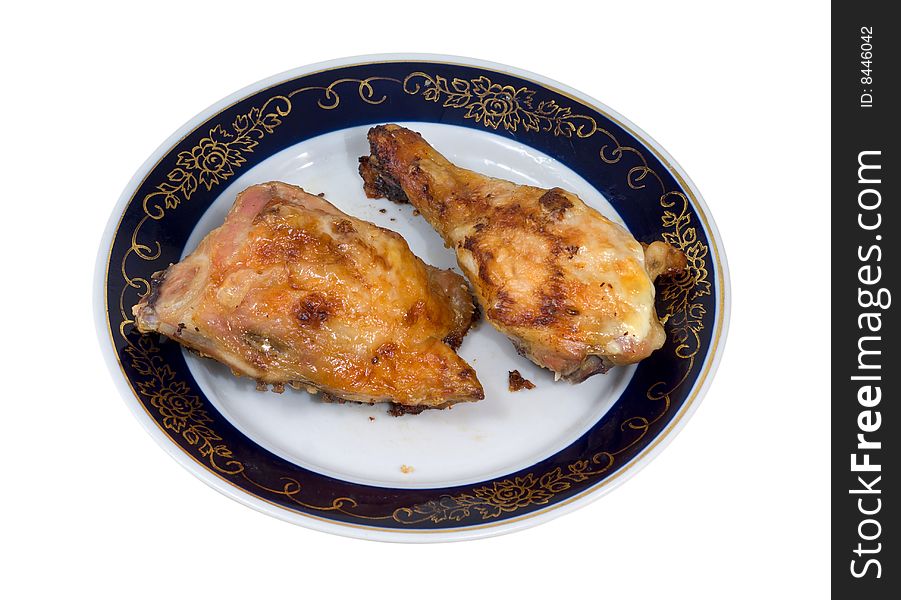 A close-up of the fried chicken on plate. A close-up of the fried chicken on plate.