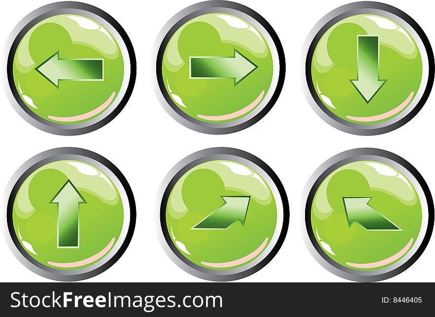 Illustration of green arrow button icons. Illustration of green arrow button icons