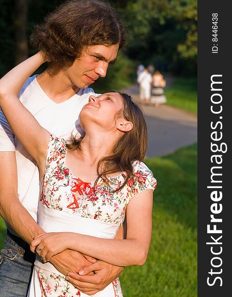 Happy couple in white dress outdoors. Happy couple in white dress outdoors