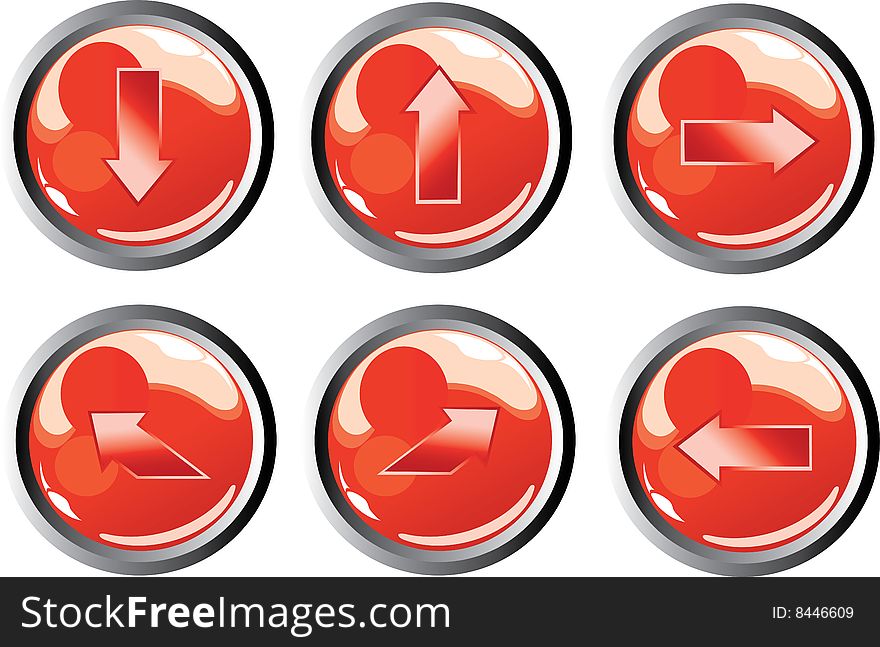 Illustration of red arrow button icons. Illustration of red arrow button icons